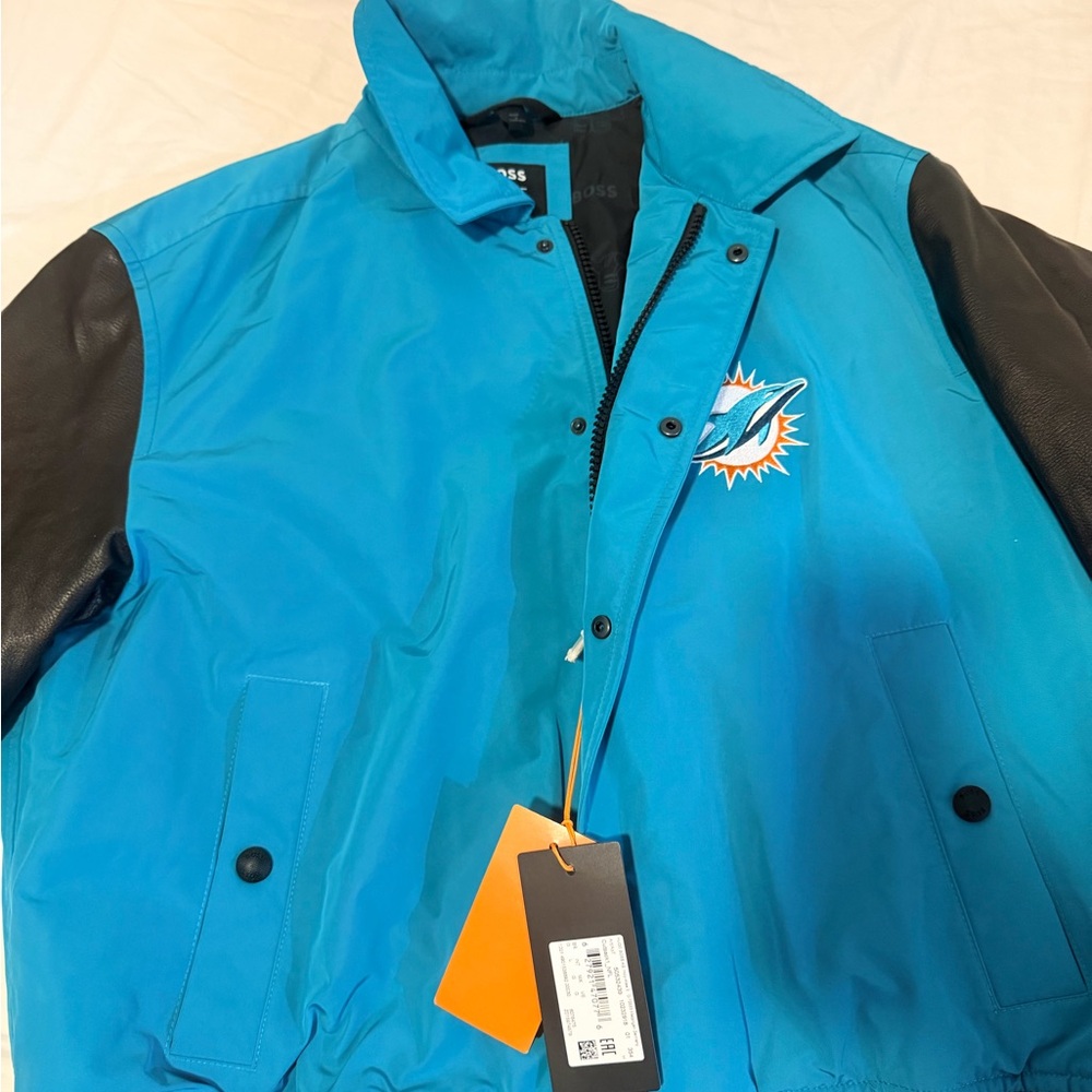 Hugo Boss Teal and Black Varsity Jacket